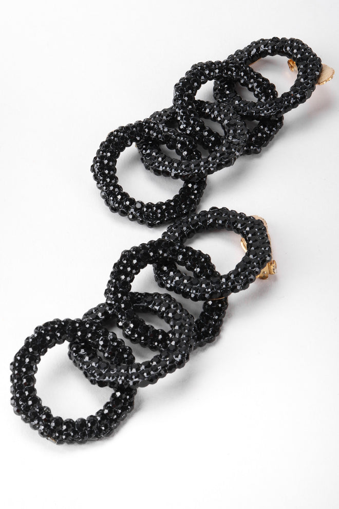 Recess Los Angeles Vintage Richard Kerr Swarovski Crystal Hoop Chain Link Drop Earrings