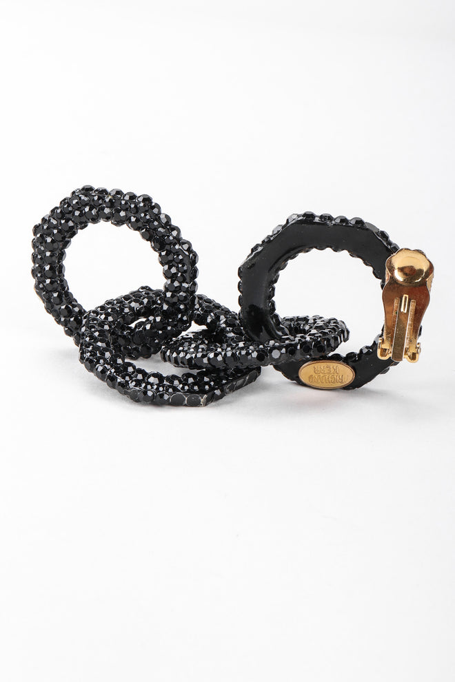 Recess Los Angeles Vintage Richard Kerr Swarovski Crystal Hoop Chain Link Drop Earrings