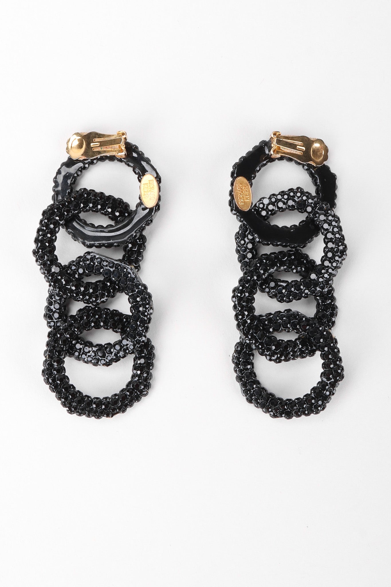 Recess Los Angeles Vintage Richard Kerr Swarovski Crystal Hoop Chain Link Drop Earrings