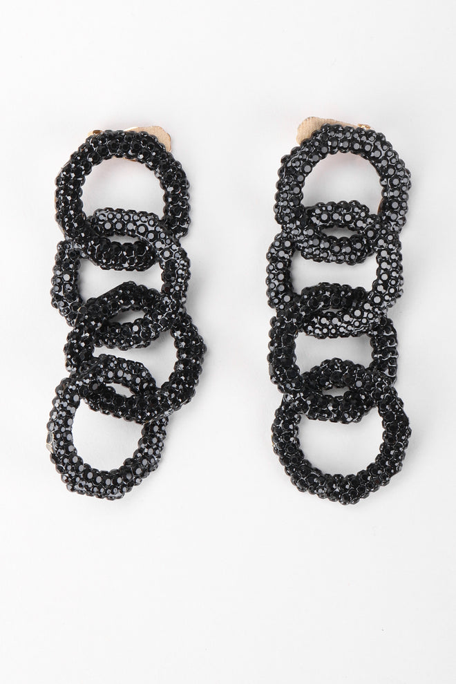 Recess Los Angeles Vintage Richard Kerr Swarovski Crystal Hoop Chain Link Drop Earrings