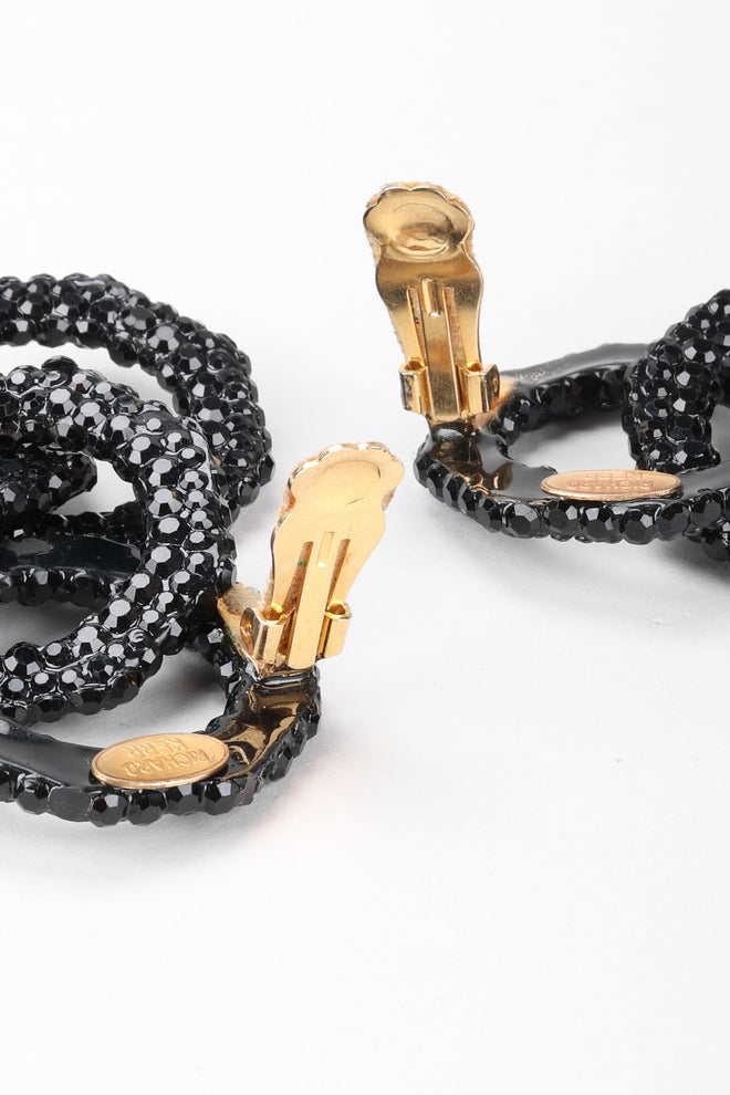 Recess Los Angeles Vintage Richard Kerr Swarovski Crystal Hoop Chain Link Drop Earrings