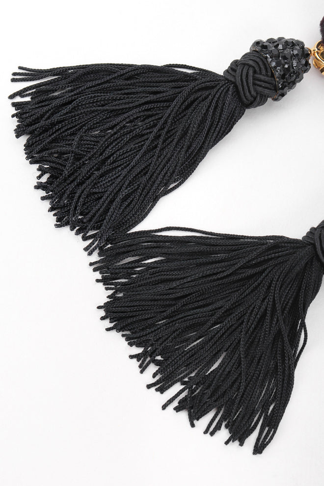 Recess Designer Consignment Vintage Richard Kerr Black Rhinestone Tassel Earrings Los Angeles Resale Recycled