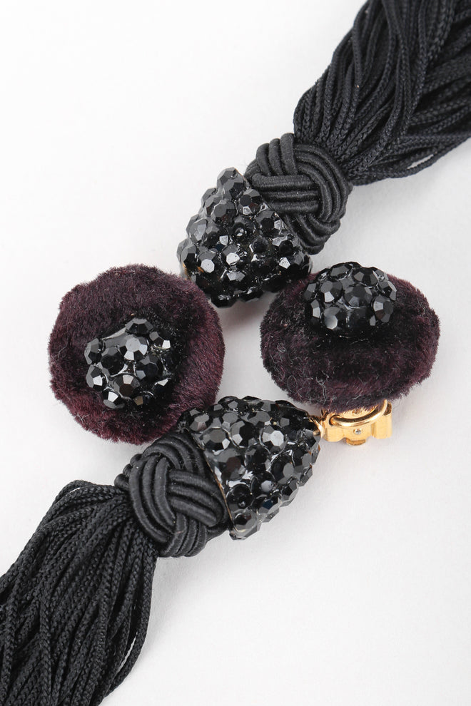 Recess Designer Consignment Vintage Richard Kerr Black Rhinestone Tassel Earrings Los Angeles Resale Recycled