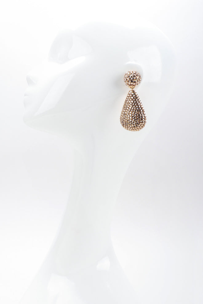 Recess Los Angeles Vintage Richard Kerr Crystal Champagne Fat Teardrop Earrings