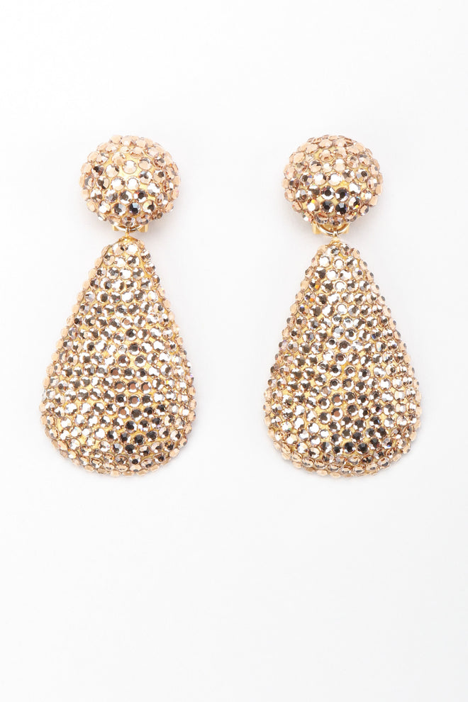 Recess Los Angeles Vintage Richard Kerr Crystal Champagne Fat Teardrop Earrings