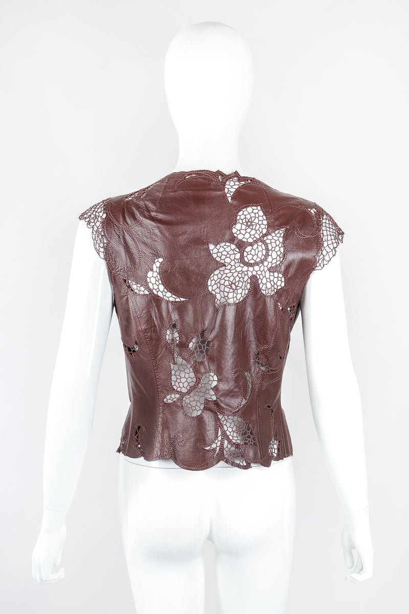 Recess Designer Consignment Vintage Richard Tyler Leather Crochet Butterfly Top Los Angeles Resale