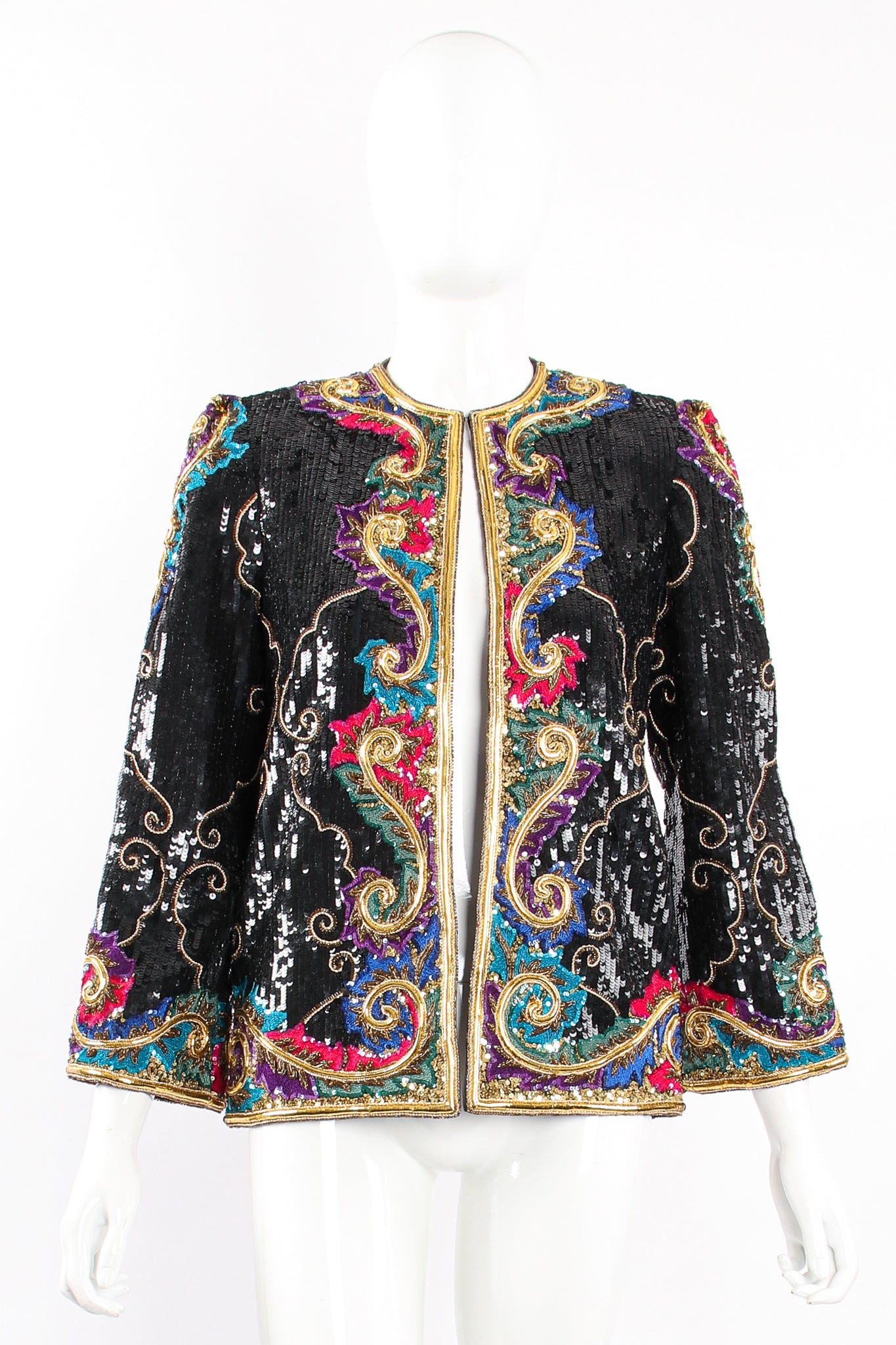 Vintage Richilene Embellished Sequin Flourish Jacket on Mannequin front at Recess Los Angeles