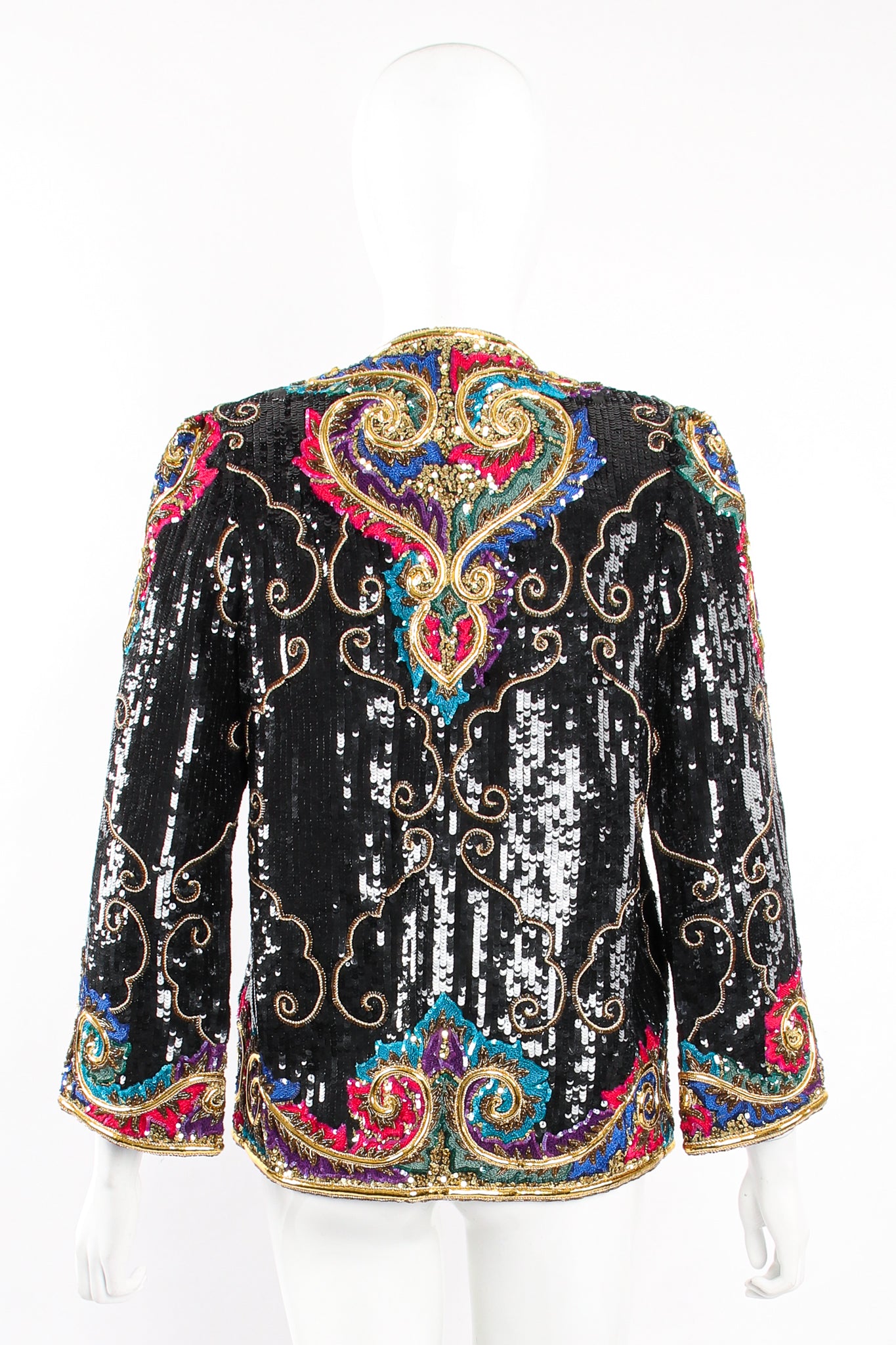 Vintage Richilene Embellished Sequin Flourish Jacket on Mannequin back at Recess Los Angeles