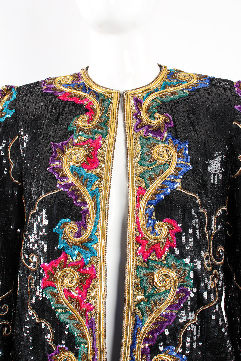 Vintage Richilene Embellished Sequin Flourish Jacket on Mannequin neck at Recess Los Angeles