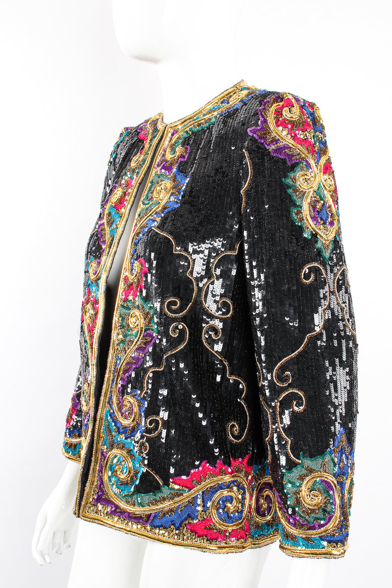 Vintage Richilene Embellished Sequin Flourish Jacket on Mannequin angle at Recess Los Angeles