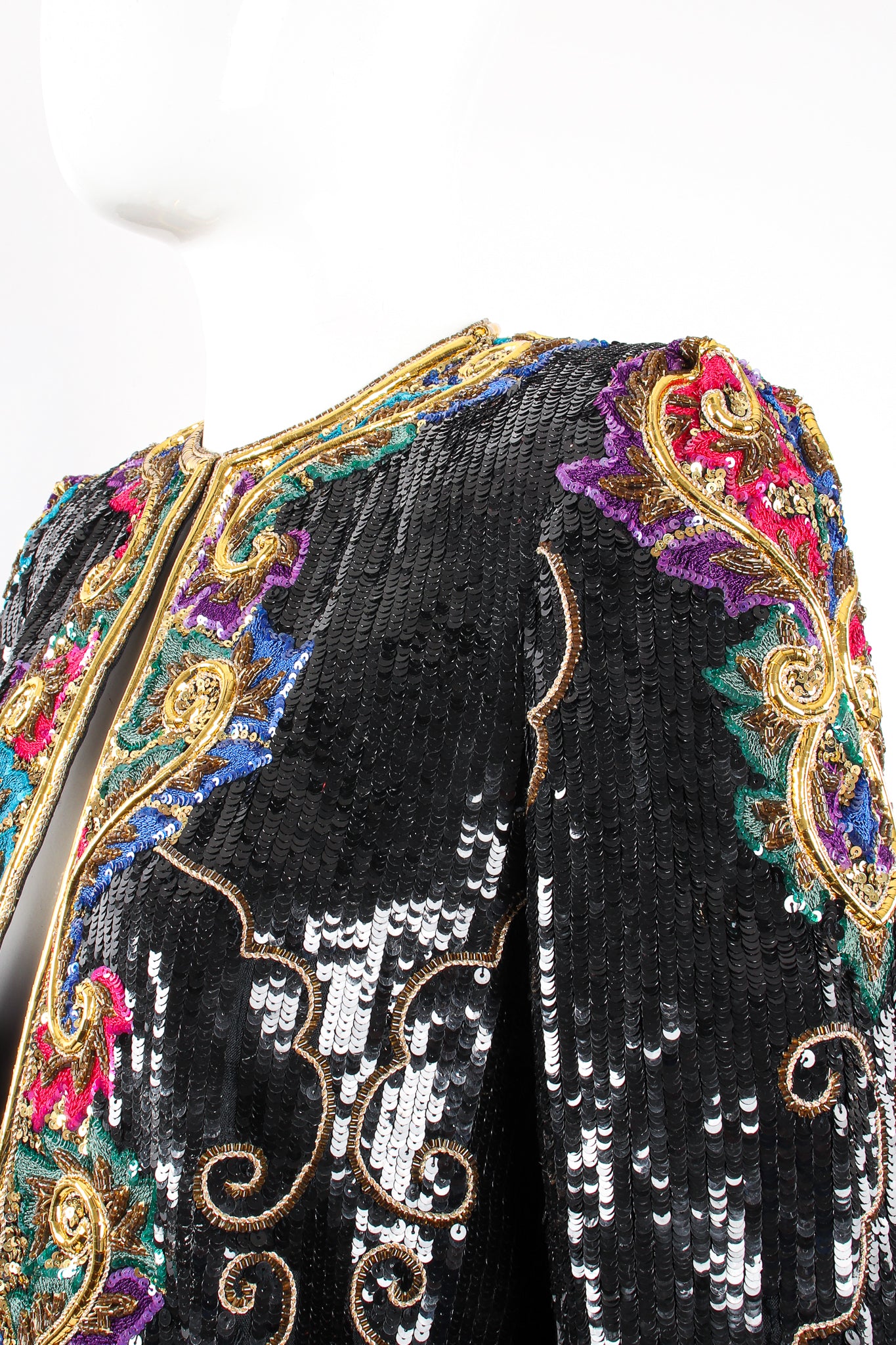 Vintage Richilene Embellished Sequin Flourish Jacket on Mannequin shoulder at Recess Los Angeles