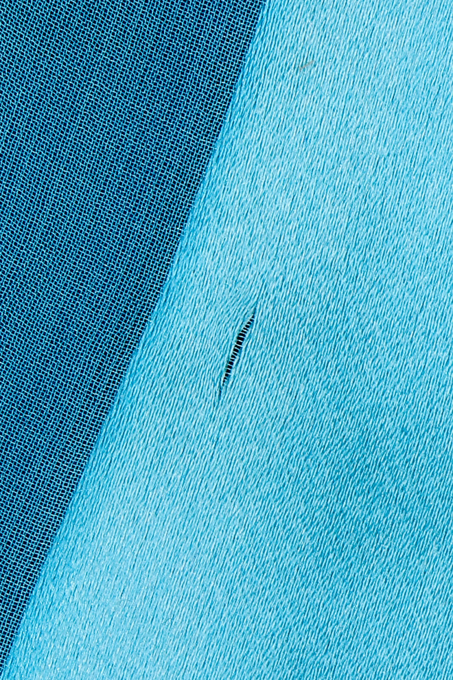 Vintage Richilene Ombre Silk Stripe Paint Chip Dress small run in aqua section near hem