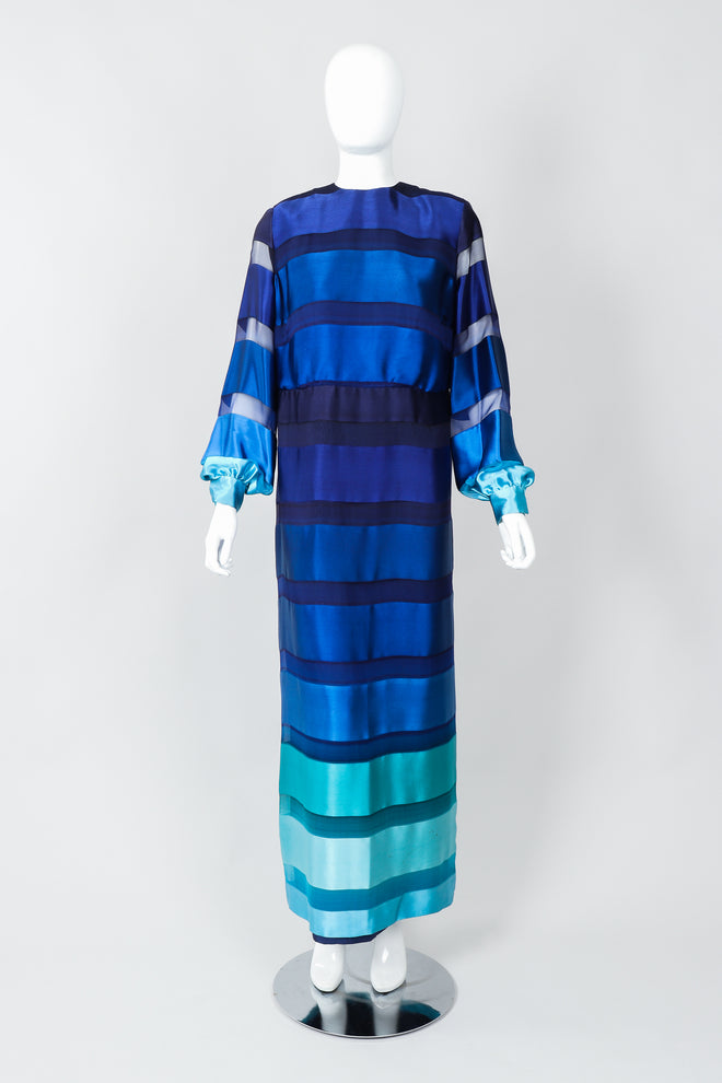Vintage Richilene Ombre Silk Stripe Paint Chip Dress on Mannequin, front at Recess