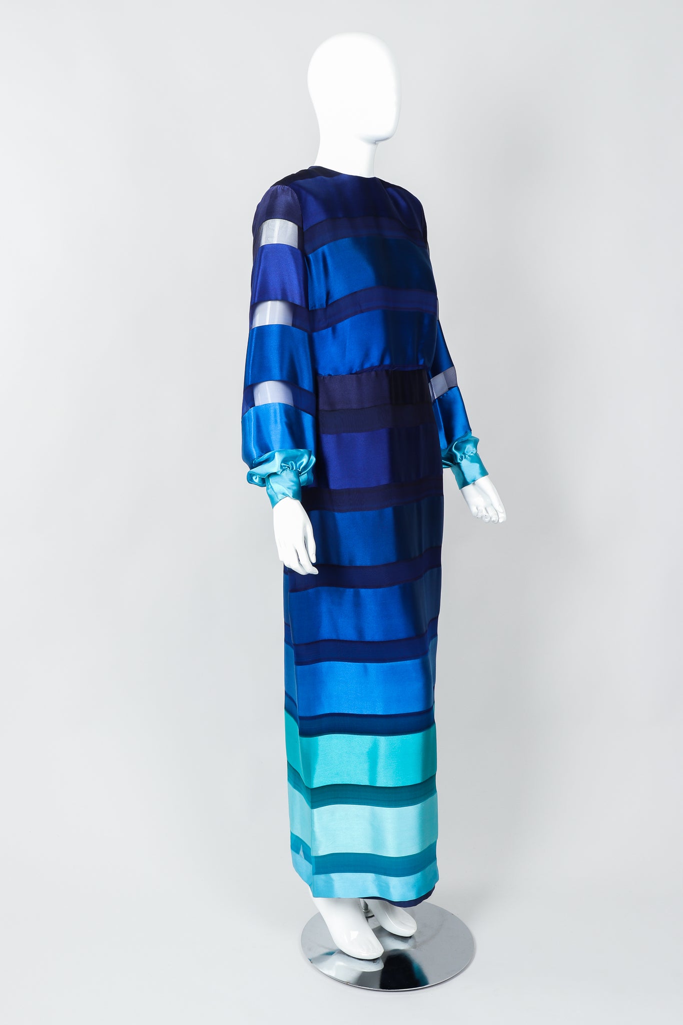 Vintage Richilene Ombre Silk Stripe Paint Chip Dress on Mannequin, side at Recess