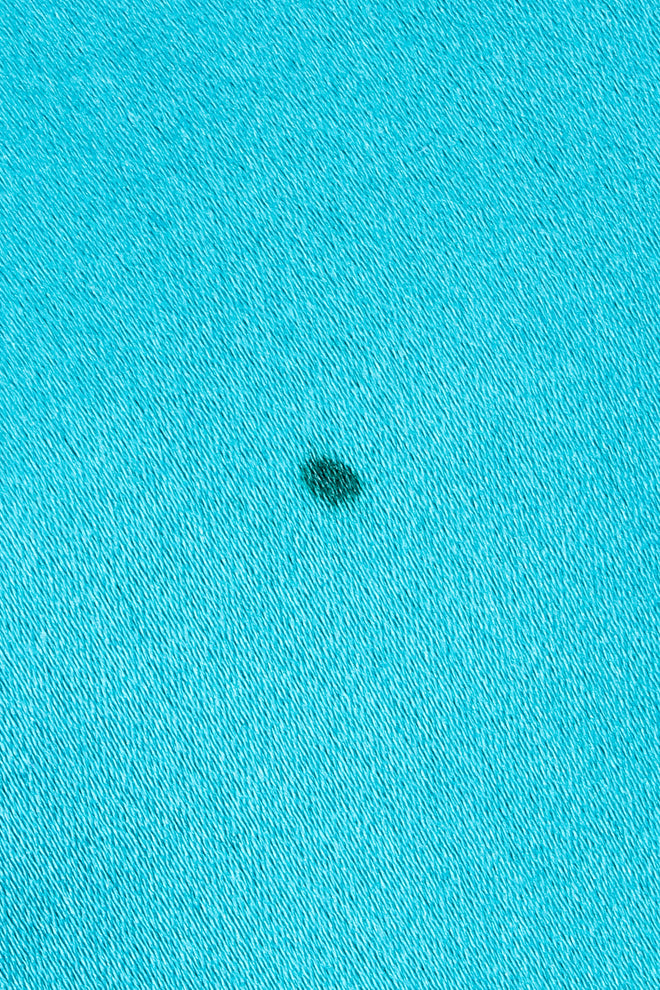 Vintage Richilene Ombre Silk Stripe Paint Chip Dress stain in aqua section near hem