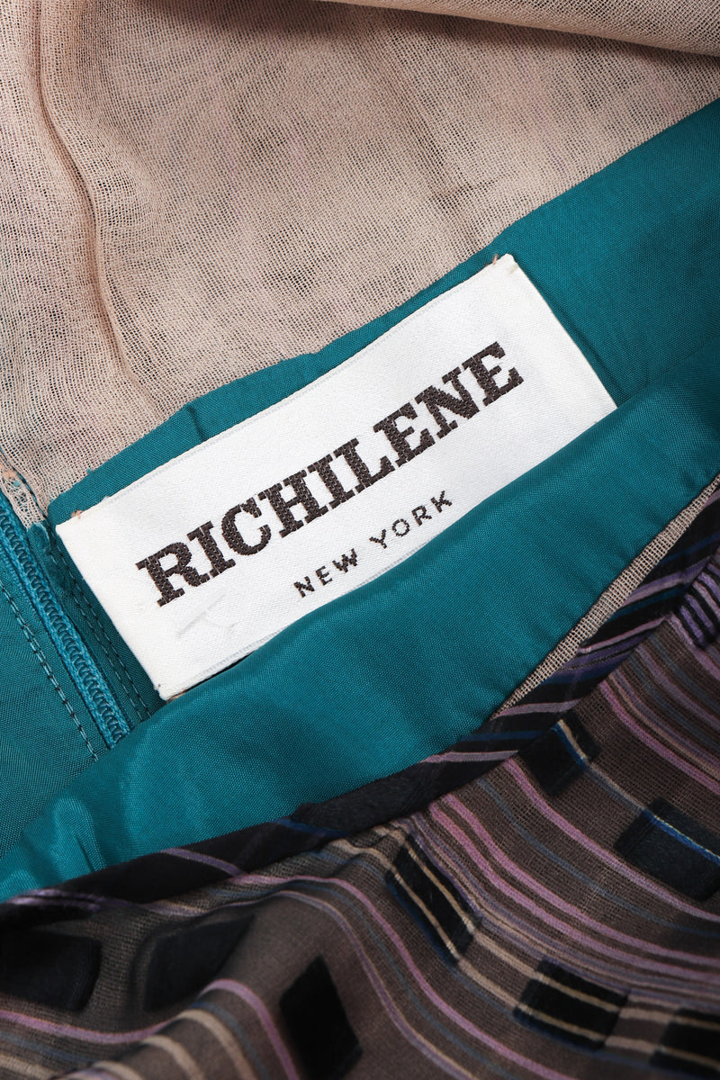 Recess Los Angeles Vintage Richilene Silk Chiffon Purple Teal Dress