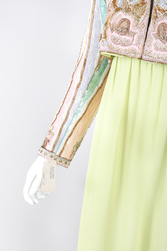Recess Los Angeles Vintage Richilene Embellished Bead Sequin Stripe Cotton Candy Dress & Jacket Set