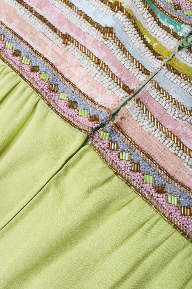Recess Los Angeles Vintage Richilene Embellished Bead Sequin Stripe Cotton Candy Dress & Jacket Set