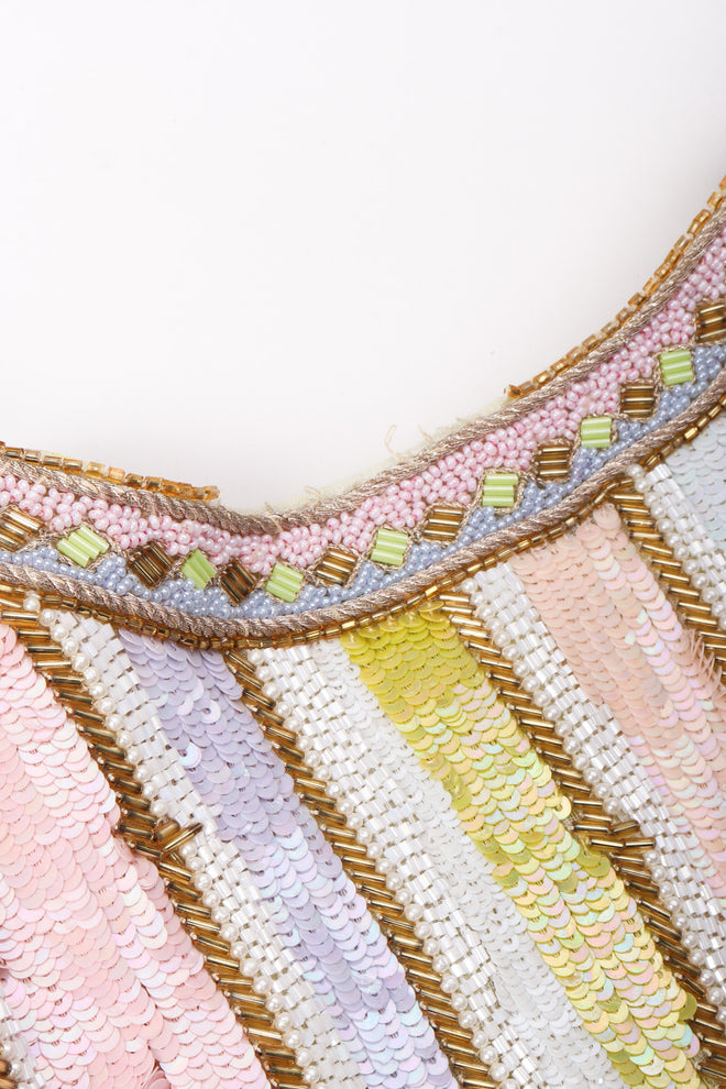 Recess Los Angeles Vintage Richilene Embellished Bead Sequin Stripe Cotton Candy Dress & Jacket Set