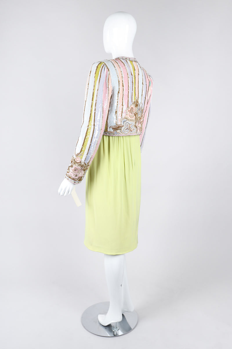 Recess Los Angeles Vintage Richilene Embellished Bead Sequin Stripe Cotton Candy Dress & Jacket Set