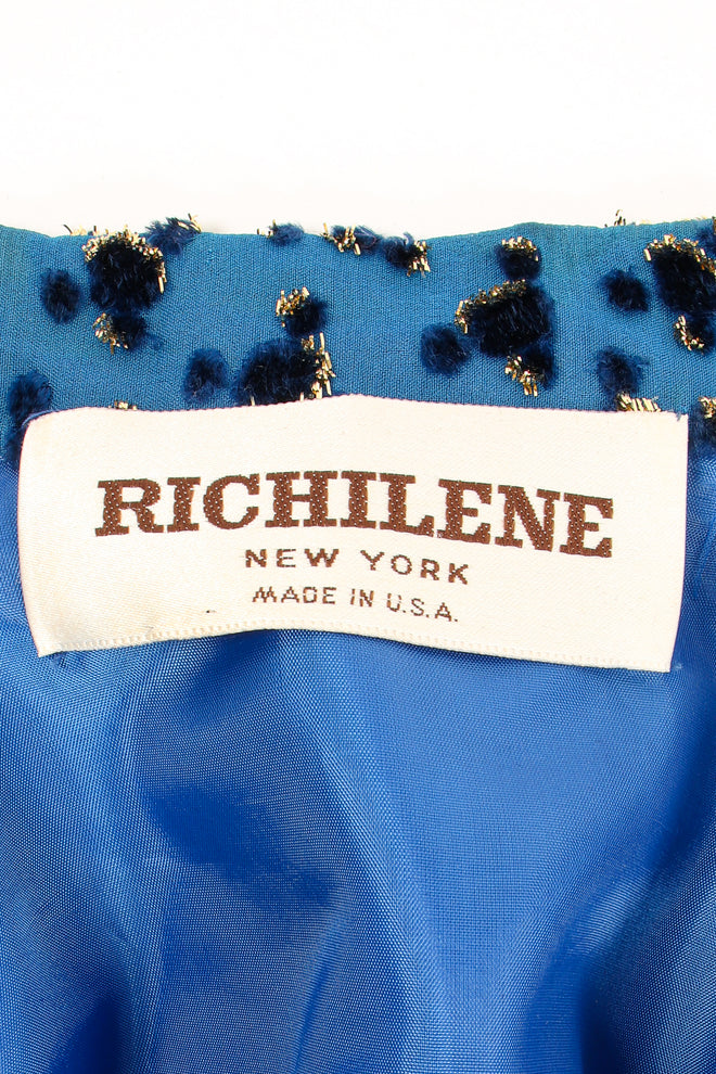 Vintage Richilene Silk Velvet Lamé Leisure Suit label at Recess Los Angeles