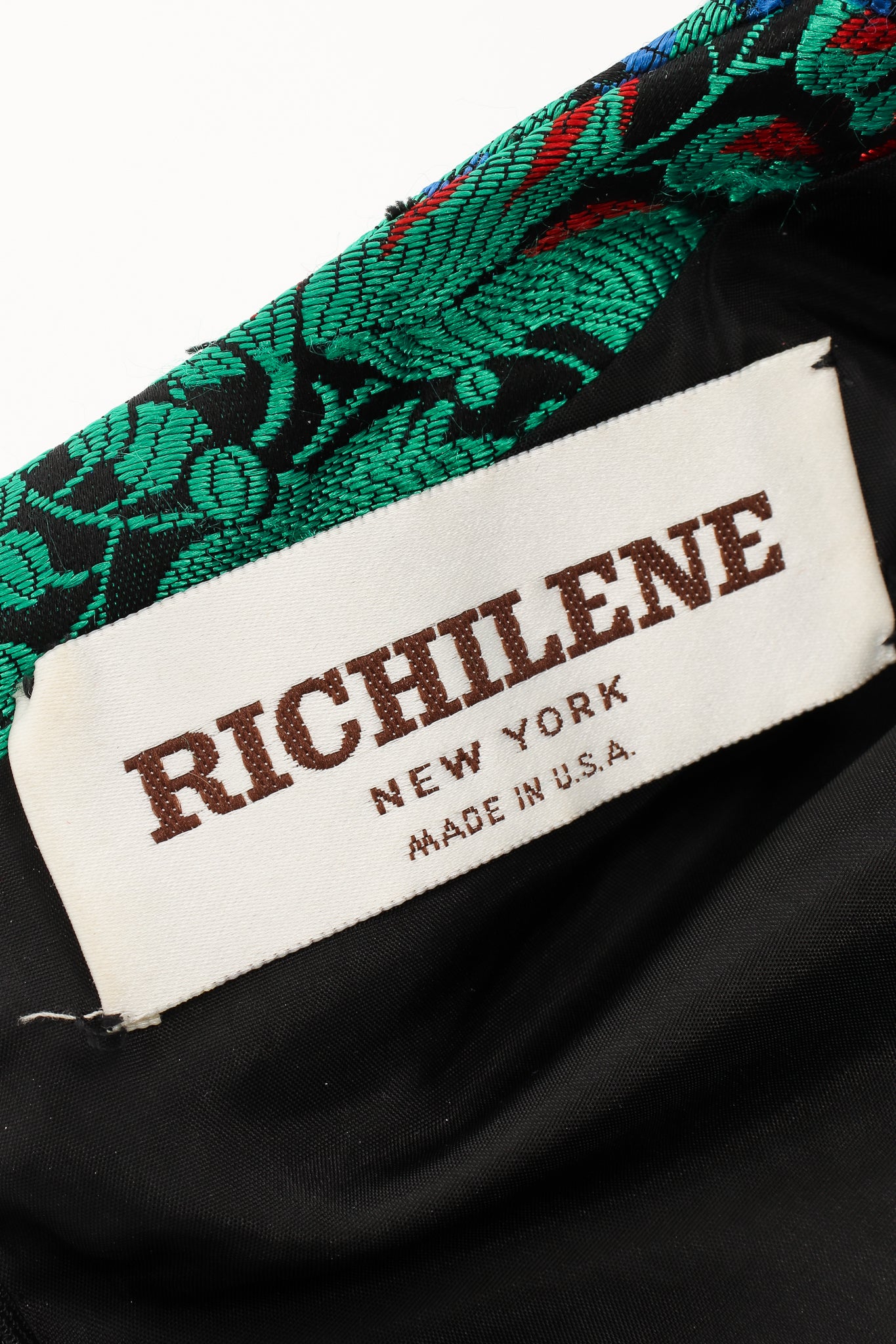 Vintage Richilene Puff Sleeve Brocade Dress label at Recess Los Angeles