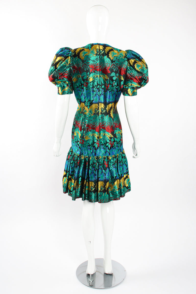 Vintage Richilene Puff Sleeve Brocade Dress on Mannequin back at Recess Los Angeles