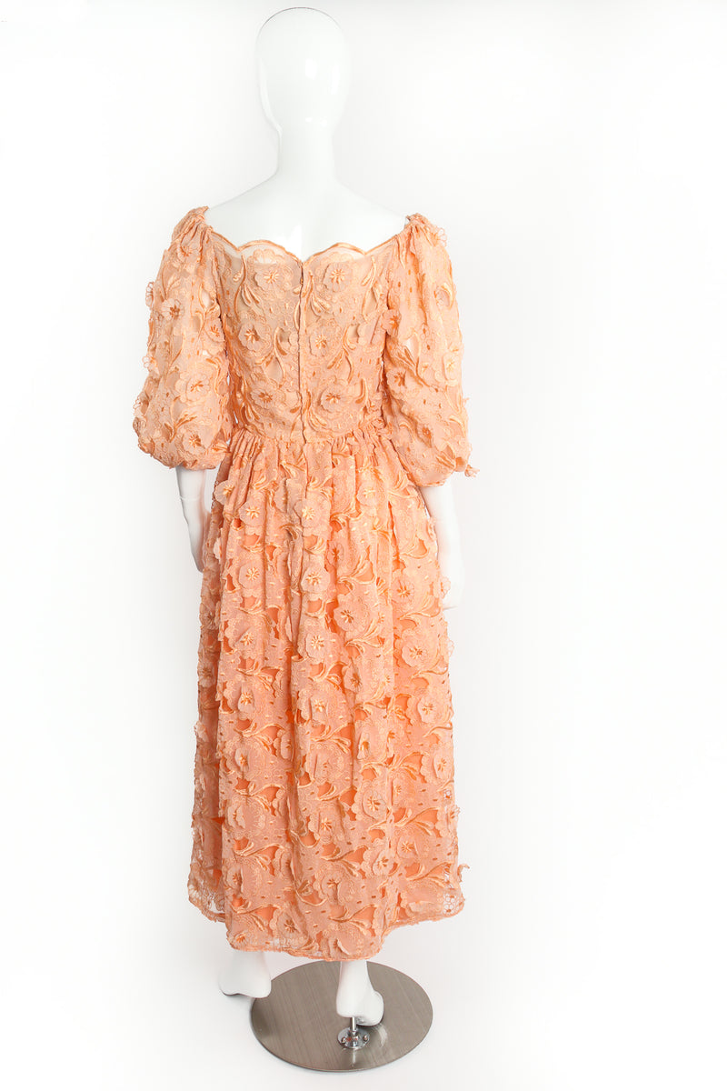 Vintage Richilene Embroidered Lace Balloon Sleeve Dress on Mannequin Back at Recess LA