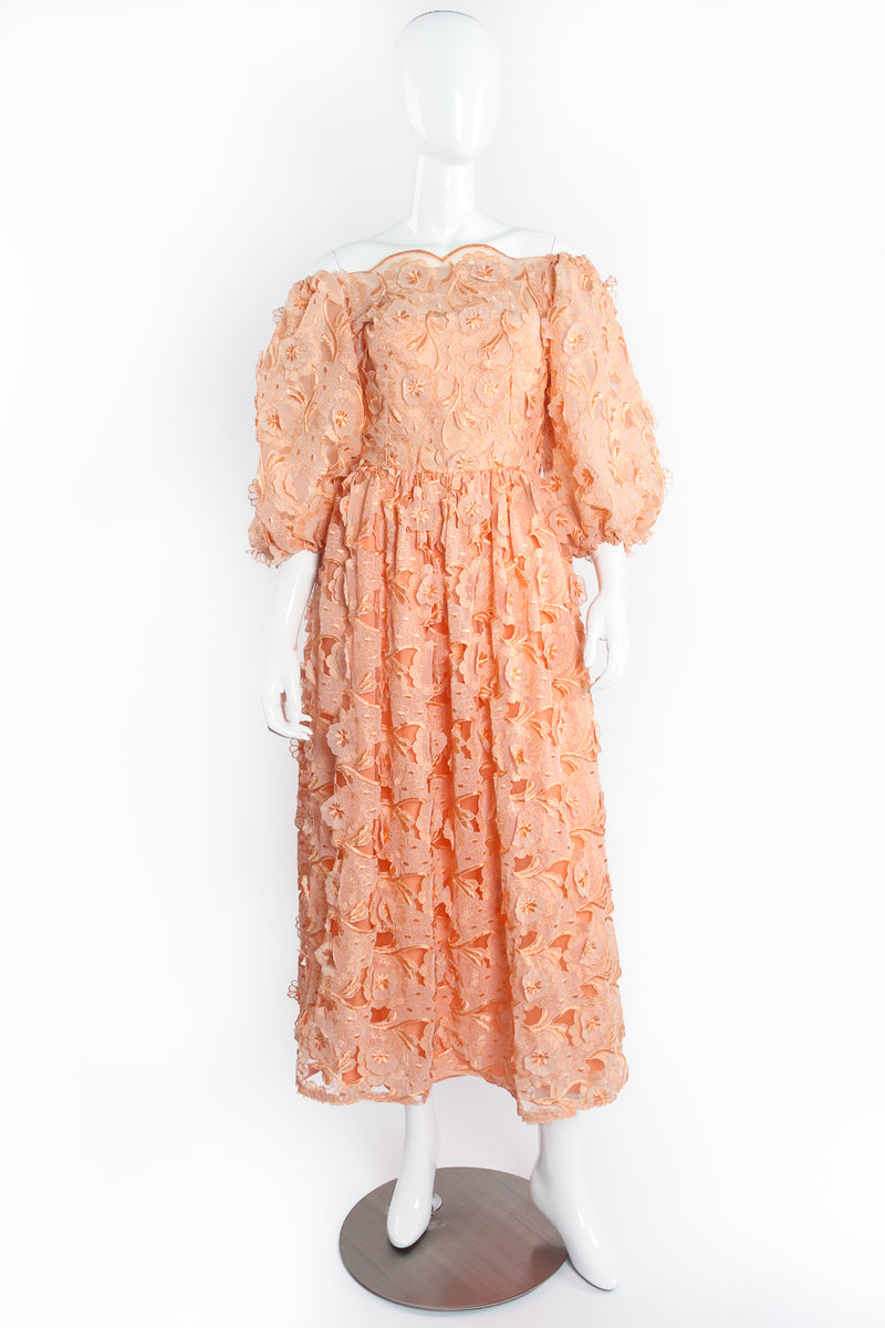 Vintage Richilene Embroidered Lace Balloon Sleeve Dress on Mannequin Front at Recess LA