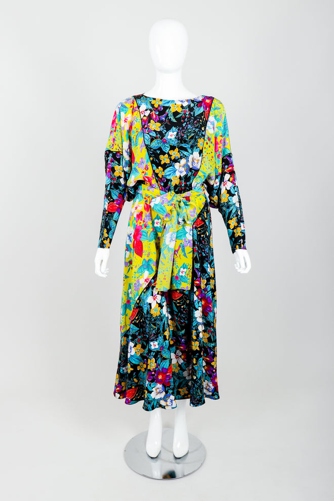 Vintage Rickie Freeman for Teri Jon Floral Batwing Dress on Mannequin Front at Recess Los Angeles