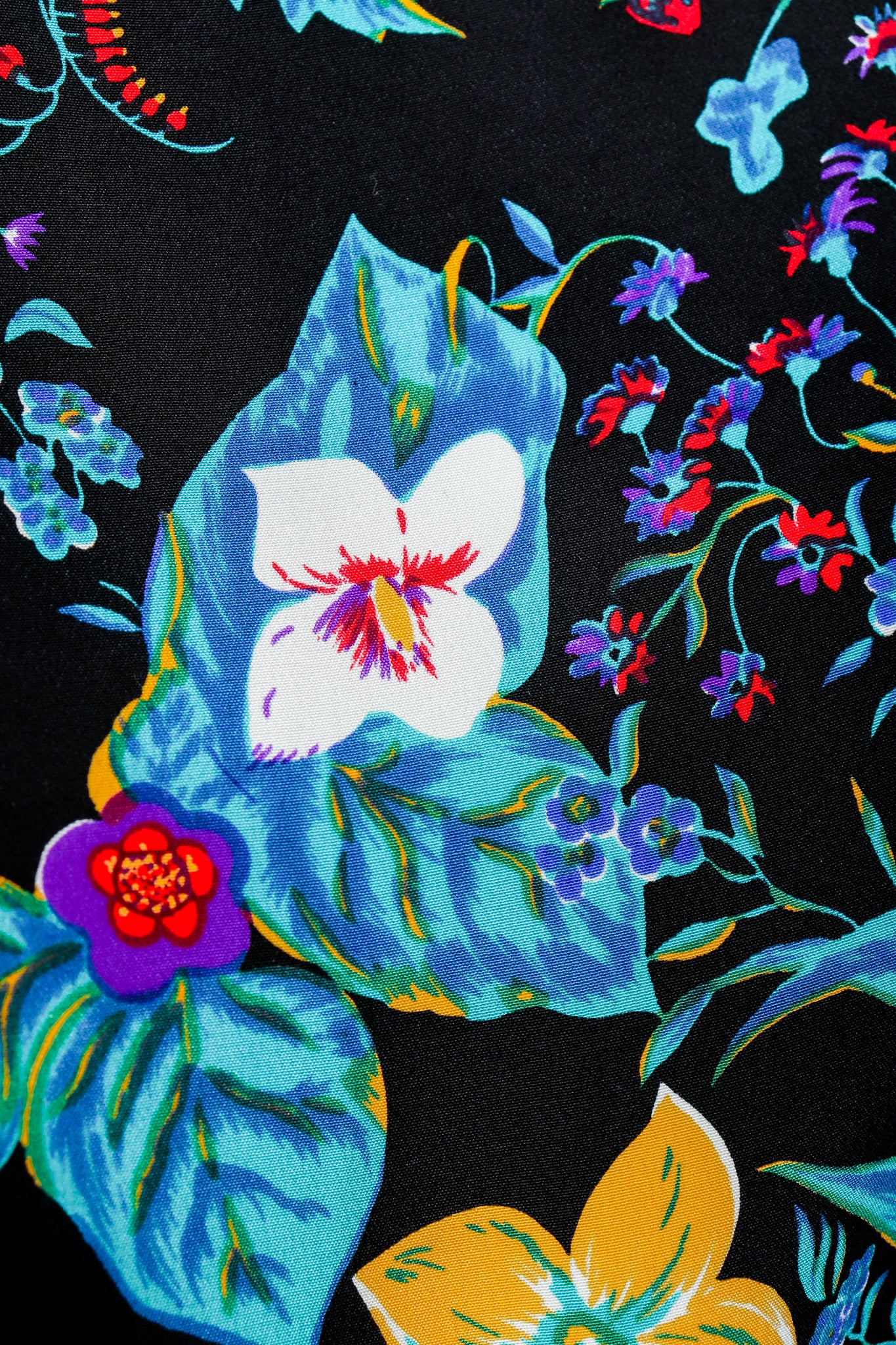 Vintage Rickie Freeman for Teri Jon Floral Batwing Dress fabric detail at Recess