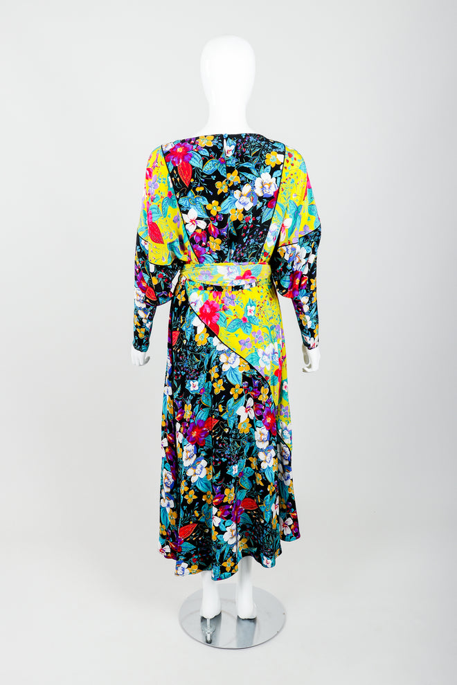Vintage Rickie Freeman for Teri Jon Floral Batwing Dress on Mannequin back at Recess