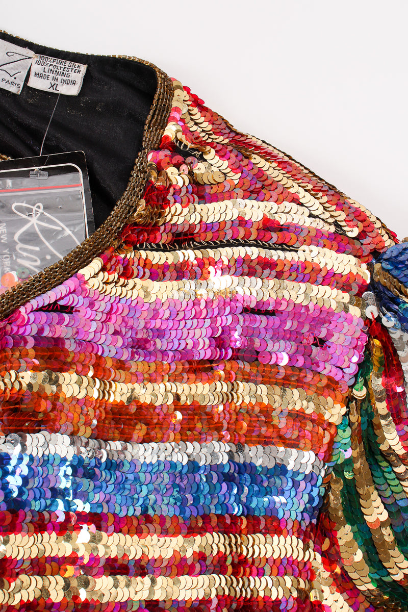 Vintage Rina Z Rainbow Stripe Sequin Jacket missing sequins at Recess Los Angeles