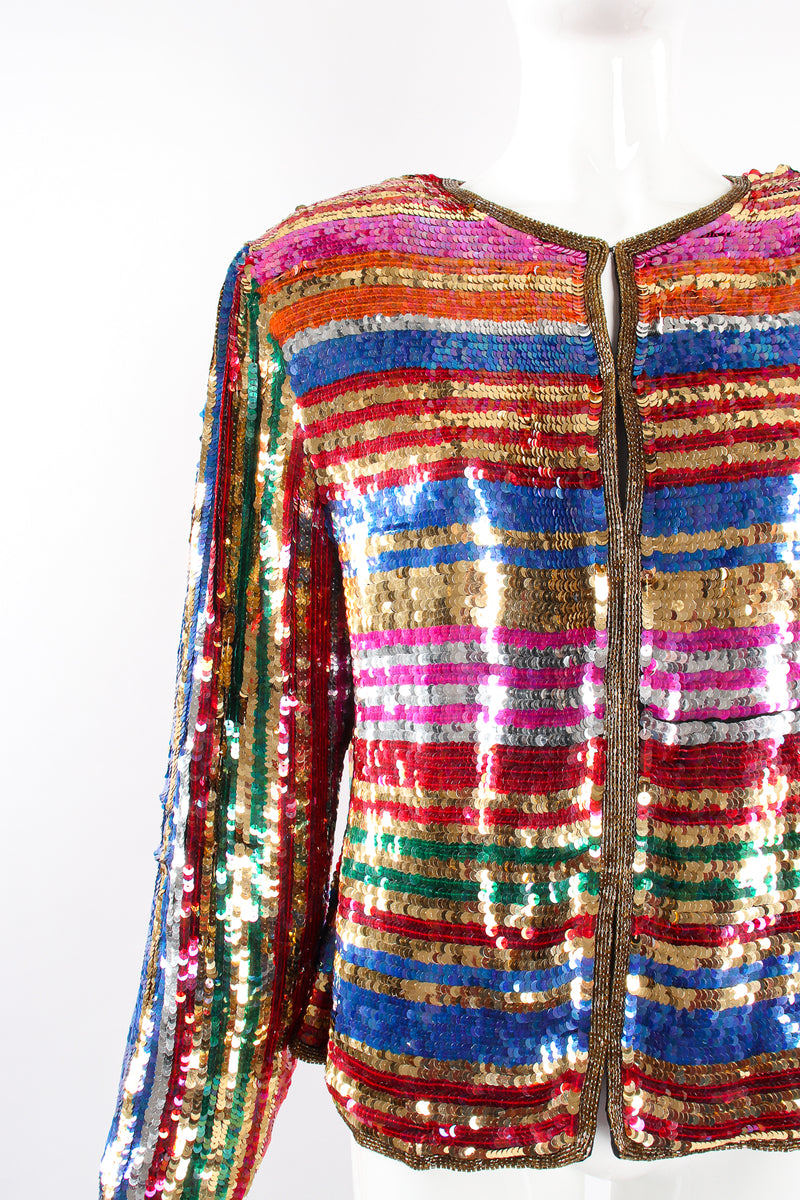 Sz L// Rainbow Sequin Jacket// Sequin Beaded Bolero Style - Etsy India