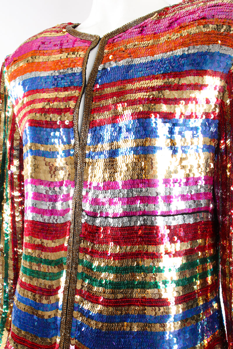 Vintage Rina Z Rainbow Stripe Sequin Jacket missing sequins at Recess Los Angeles