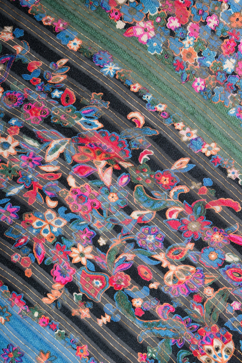 Vintage Robert Janan Floral Stripe Chiffon Dress on fabric detail at Recess Los Angeles