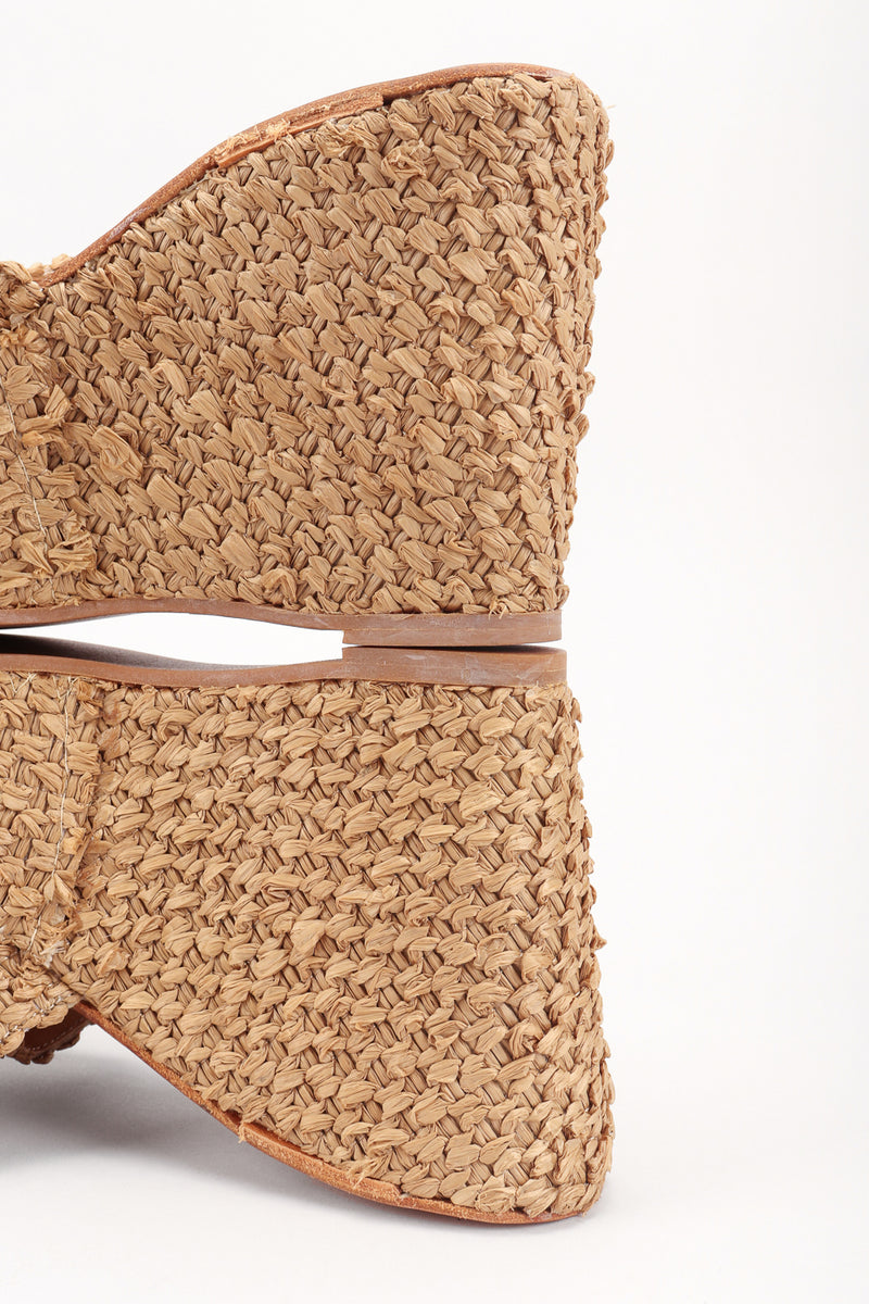 Recess Los Angeles Designer Consignment Resale Recycle Vintage Robert Clergerie Platform Raffia Straw Wedge Clogs Mules