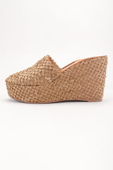 Recess Los Angeles Designer Consignment Resale Recycle Vintage Robert Clergerie Platform Raffia Straw Wedge Clogs Mules