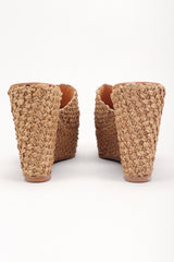 Recess Los Angeles Designer Consignment Resale Recycle Vintage Robert Clergerie Platform Raffia Straw Wedge Clogs Mules