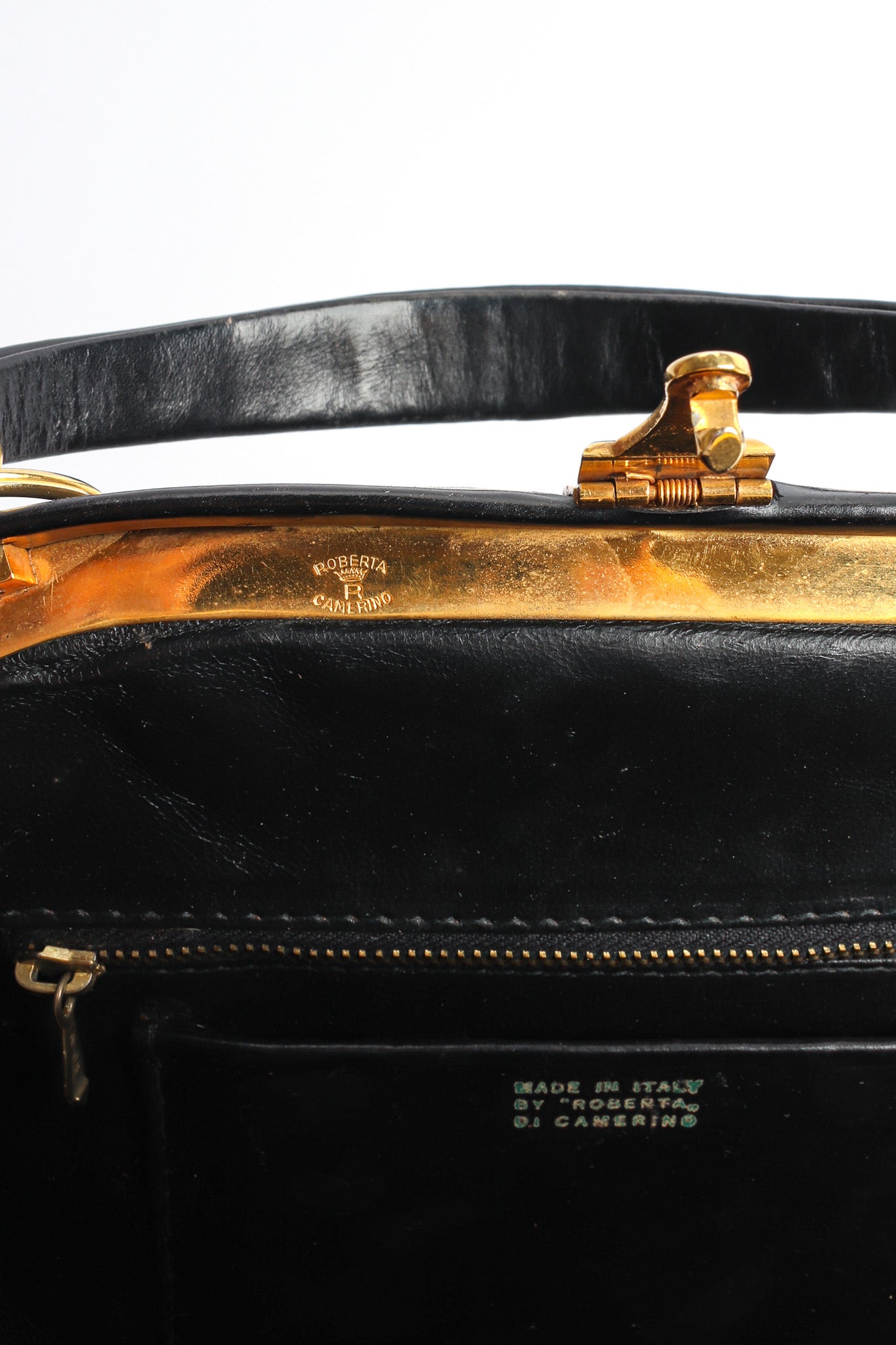 Vintage Roberta Di Camerino Leather Mini Doctor Bag signed frame/inner slip pocket @ Recess LA