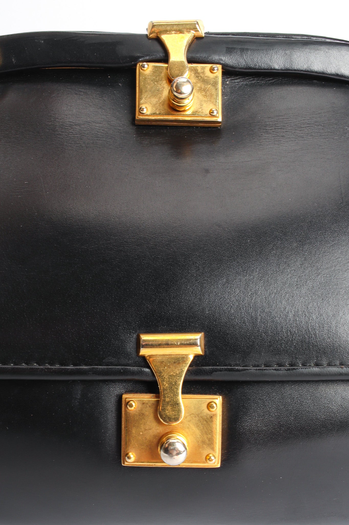 Vintage Roberta Di Camerino Leather Mini Doctor Bag 2 front clasp opening @ Recess LA