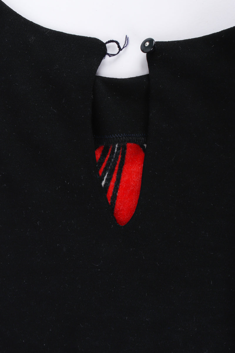 Vintage Roberta di Camerino Bow Tie Print Knit Dress back distressed rouleau loop @ Recess LA