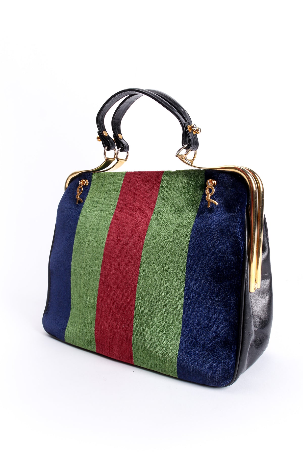 Vintage Roberta di Camerino Block-Striped Velvet Frame Bag – Recess