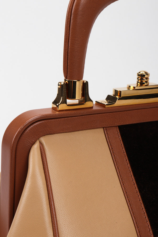 Recess Los Angeles Vintage Roberta Di Camerino Signature Leather & Velvet Mini Bagonghi Bag