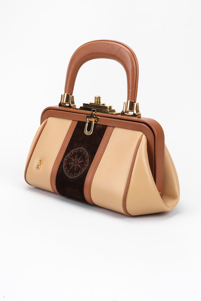 Recess Los Angeles Vintage Roberta Di Camerino Signature Leather & Velvet Mini Bagonghi Bag