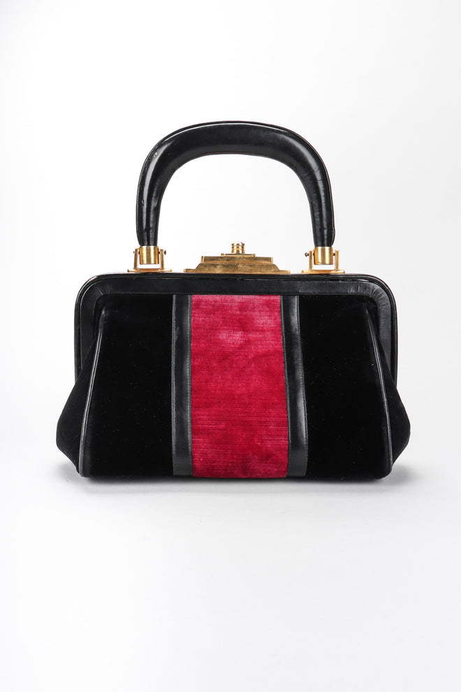 Recess Los Angeles Vintage Robera Di Camerino Signature Velvet Black Red Mini Bagonghi Bag
