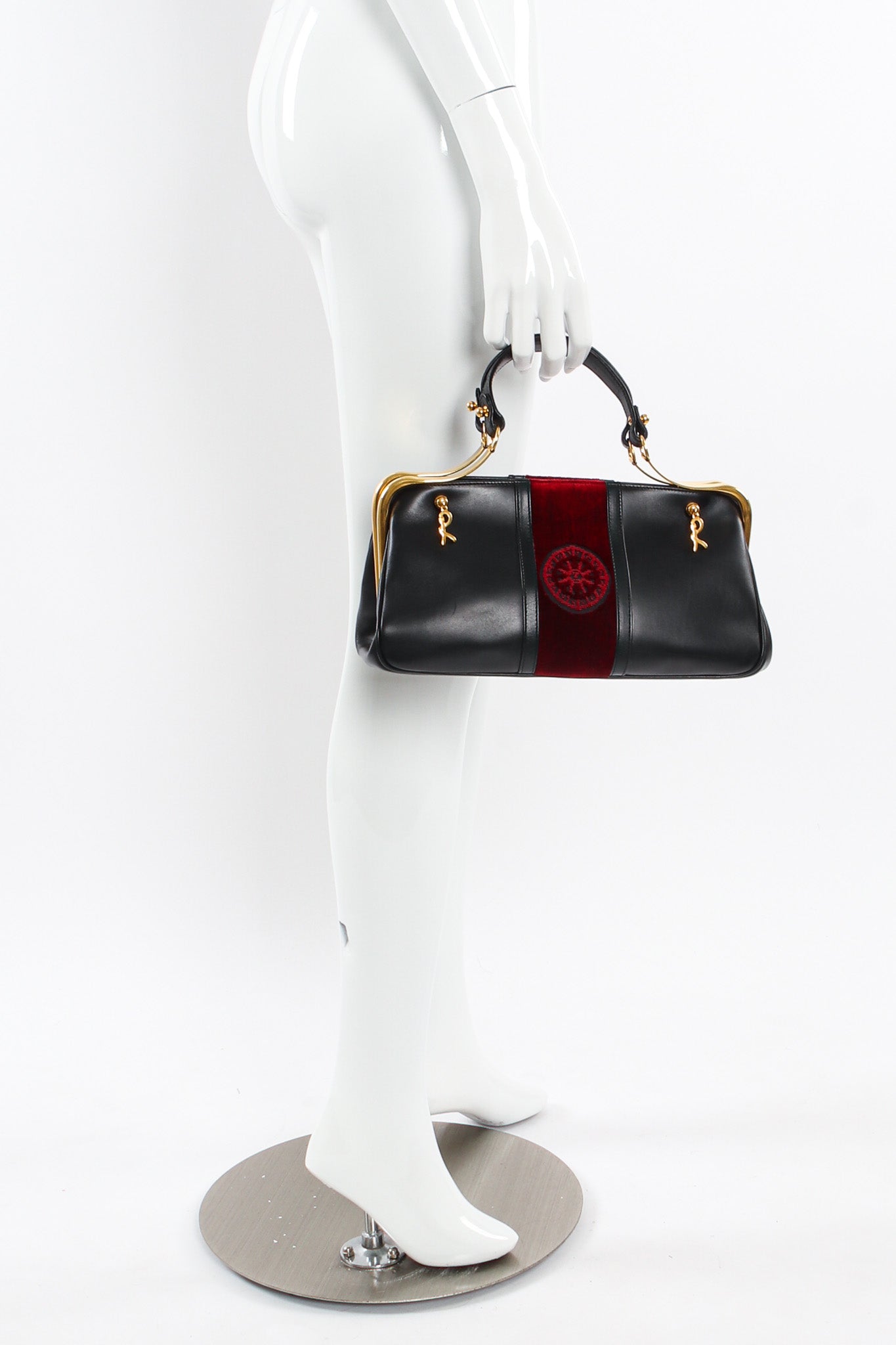 Vintage Roberta di Camerino Leather Velvet Mini Doctor Bag on mannequin @ Recess LA