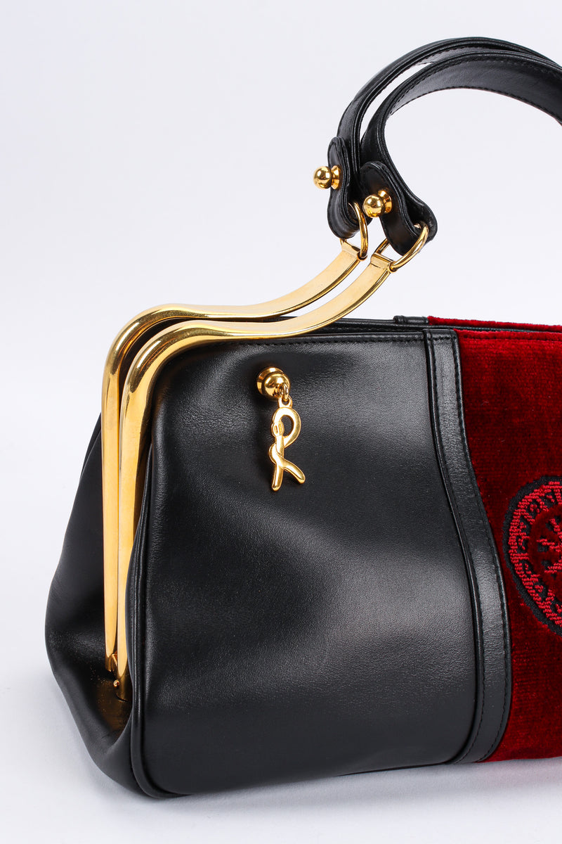 Vintage Roberta di Camerino Leather Velvet Mini Doctor Bag frame/R charm@ Recess LA