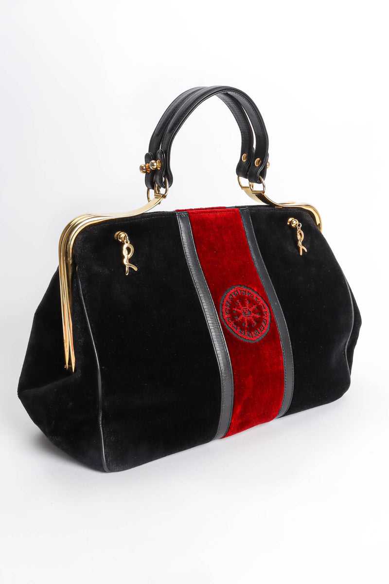 Vintage Roberta Di Camerino Velvet Stripe Frame Bag angle up @ Recess Los Angeles