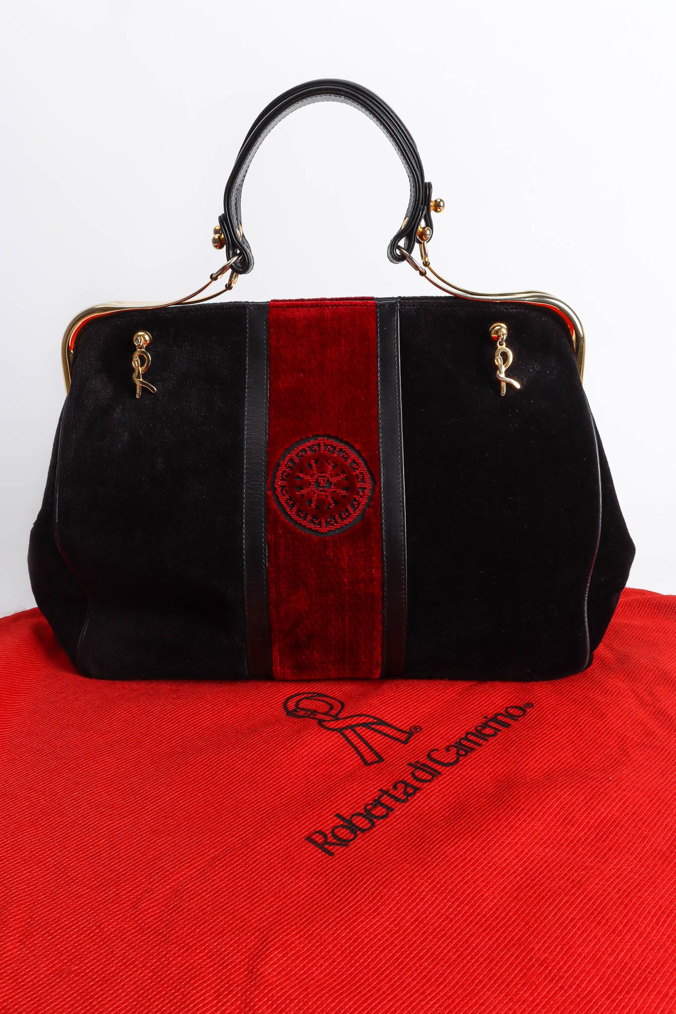 Vintage Roberta Di Camerino Velvet Stripe Frame Bag with dust bag @ Recess Los Angeles